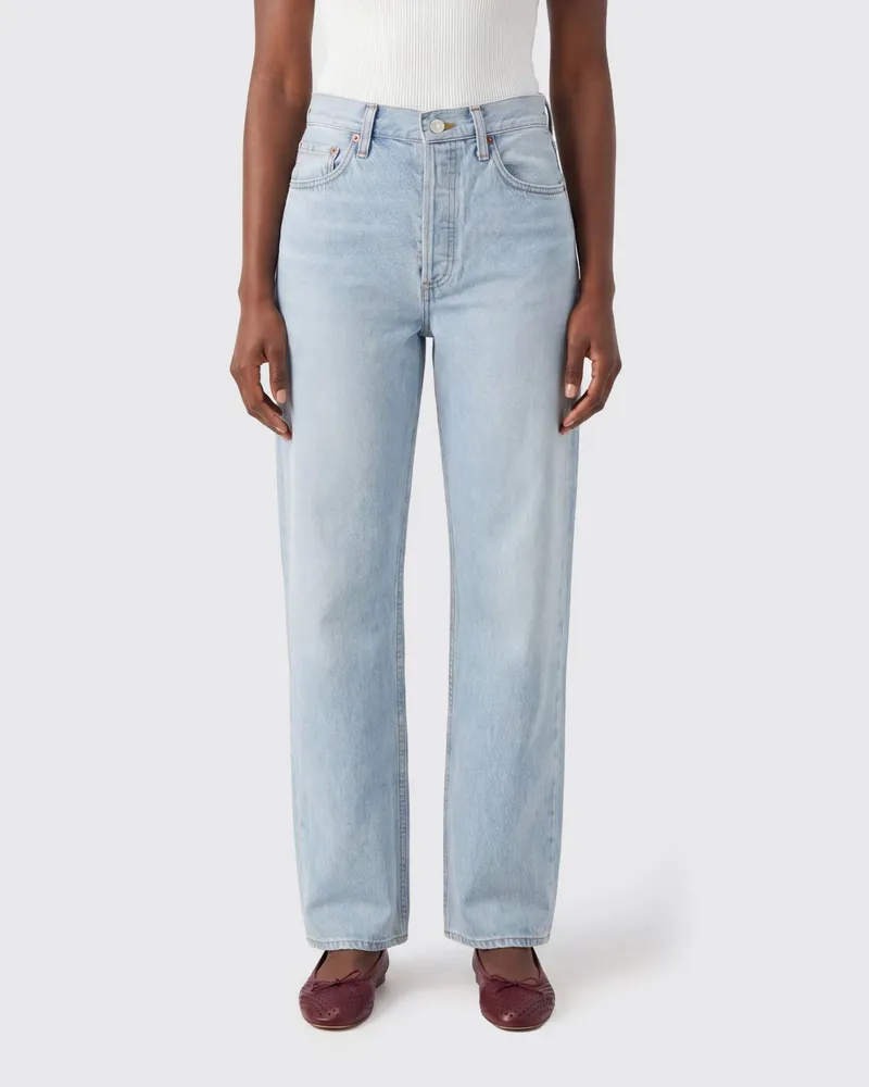 AGOLDE Kelly High-Waist-Jeans mit geradem Bein Hellblau