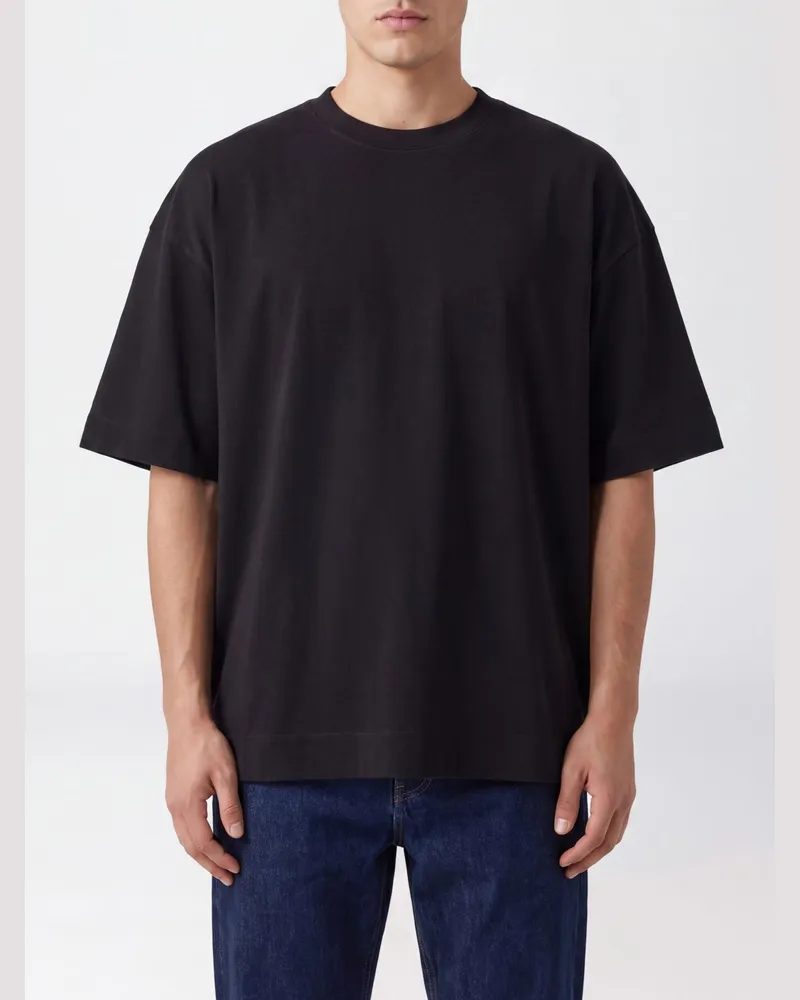 Dries van Noten Relaxed Fit Baumwoll-T-Shirt von mit Rundhalsausschnitt und überschnittenen Schultern Schwarz