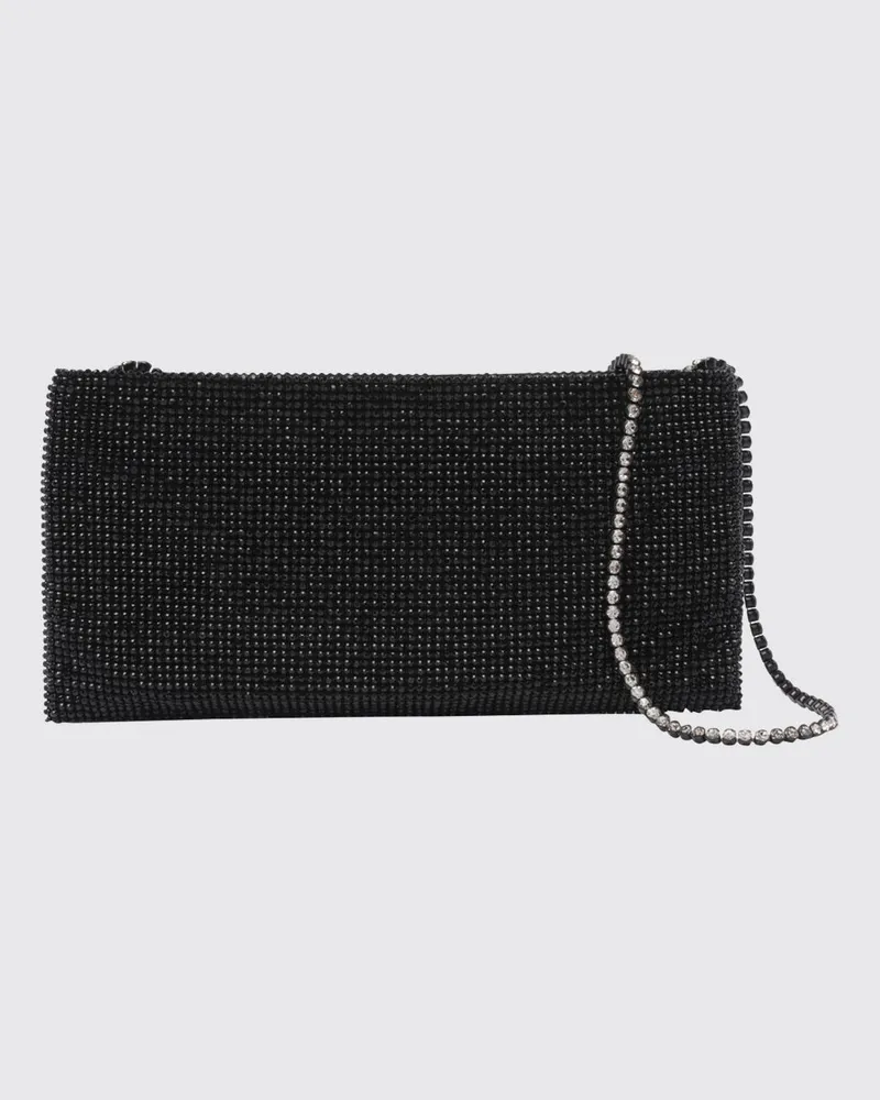 Benedetta Bruzziches Your Best Friend Mini-Tasche aus Satin mit Kristallen Schwarz
