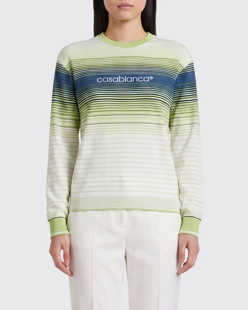 Casablanca Paris Gestreiftes Langarm-T-Shirt von aus Pima-Baumwolle mit Logo Gestreift