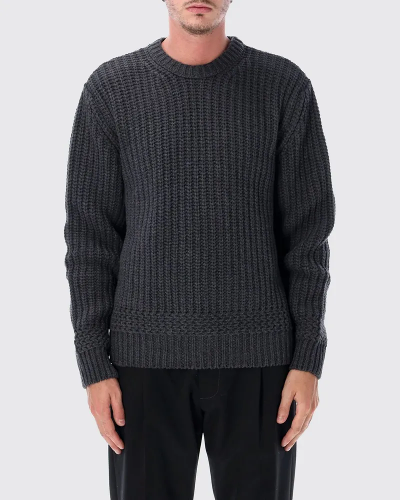 A.P.C. Pullover mit Rundhalsausschnitt aus 100% recycelter Wolle mit Rippbündchen Grau