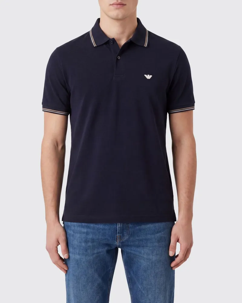 Emporio Armani Baumwoll-Polohemd mit Logo Blau