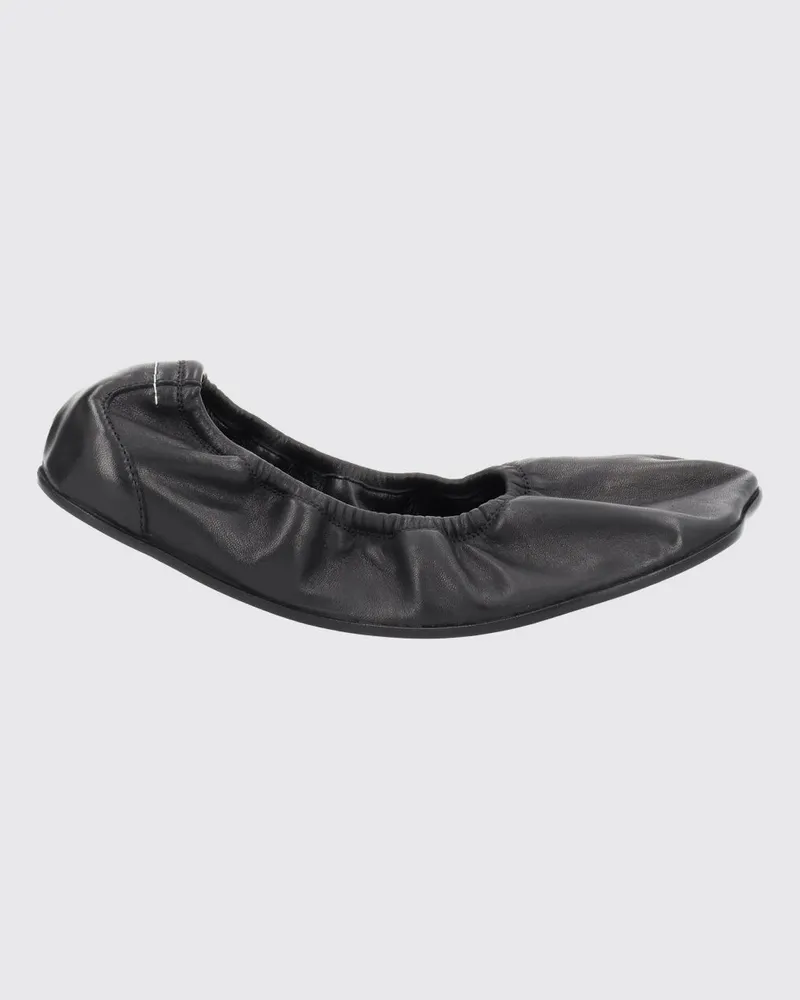 Maison Margiela Anatomic Tabi Ballerinas aus Glattleder mit asymmetrischer Spitze Schwarz
