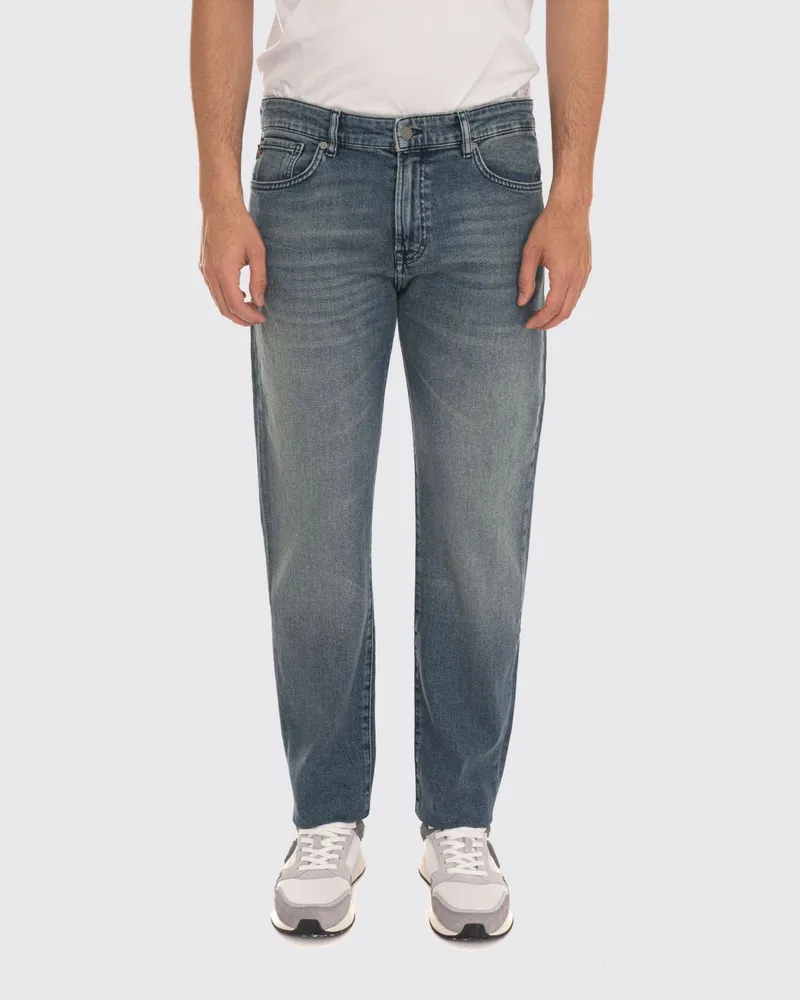 HUGO BOSS Straight Fit Jeans mit niedriger Leibhöhe aus Stretch-Baumwolldenim Denim