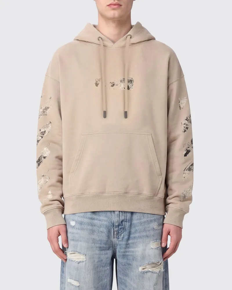 OFF-WHITE Hoodie aus Baumwolle mit Diagonal-Stripes-Logo Sand