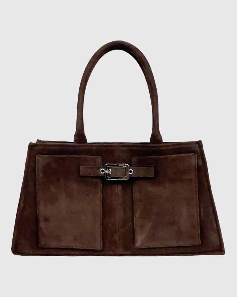 GIMAGUAS Annamaria Schultertasche aus Wildleder mit doppeltem Henkel Braun