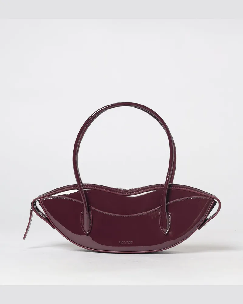 Fiorucci Lips-Handtasche aus Lack-Kunstleder mit doppeltem Henkel Burgunderrot