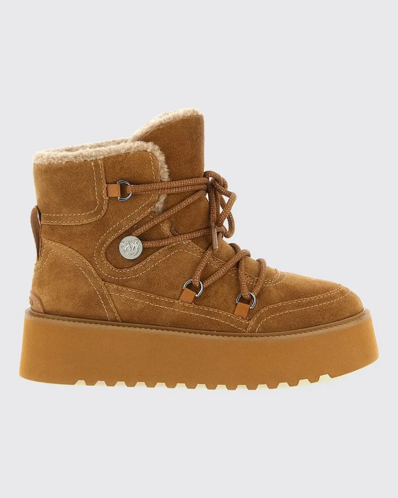 Pinko Martina Schneestiefeletten aus Veloursleder mit Shearling-Futter Braun