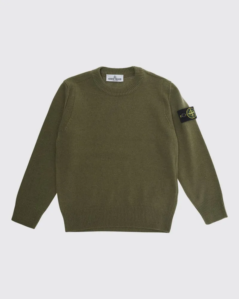 Stone Island Jungen-Pullover mit Rundhalsausschnitt aus Woll-Kaschmir-Mischung Sage