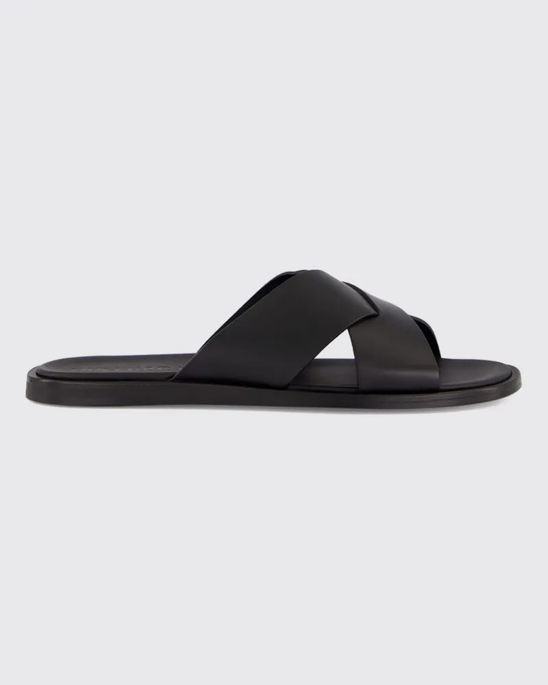 Orlebar Brown Slide-Sandalen aus Glattleder mit Ledersohle Schwarz