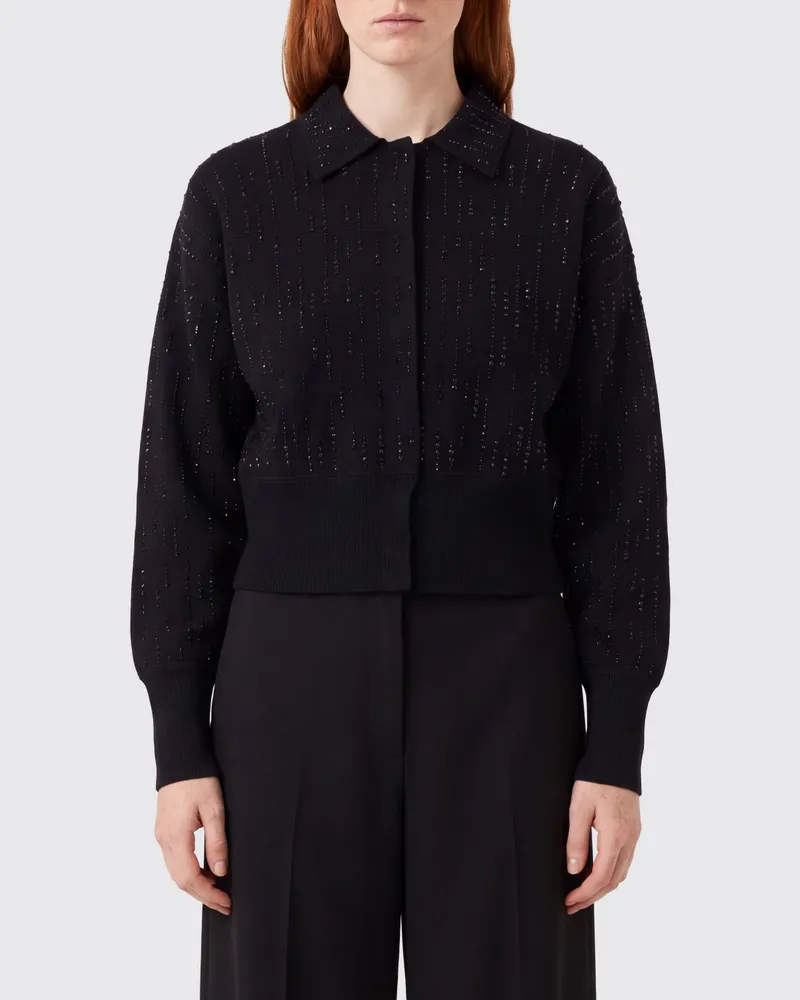 Liu Jo Cardigan im Polo-Stil aus Viskosemischung mit Strass Schwarz