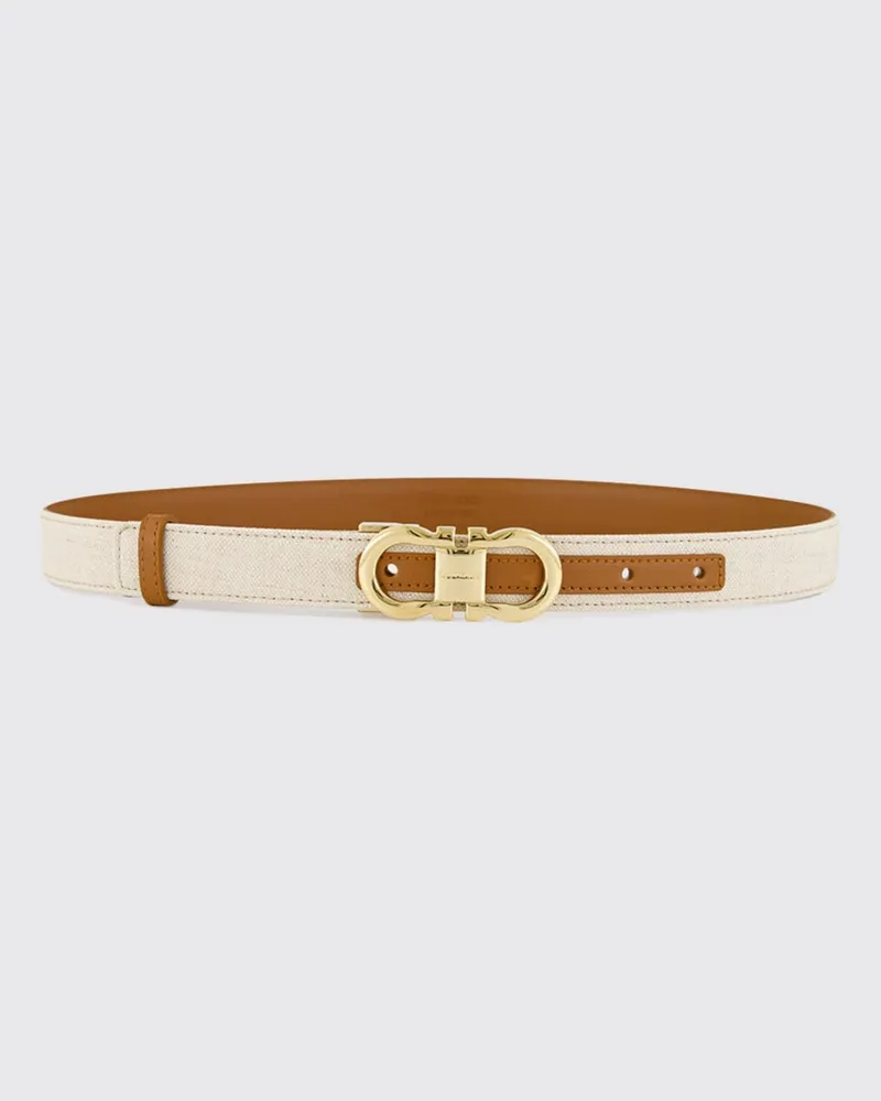 Ferragamo Verstellbarer Gancini Gürtel aus Canvas mit Monogramm-Schnalle Braun