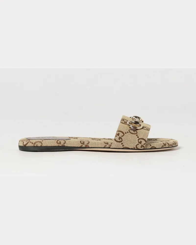 Gucci Pantoletten aus GG-Jacquard-Stoff mit Horsebit-Detail Beige