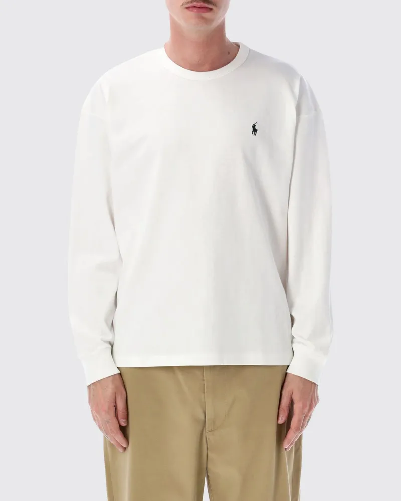 Ralph Lauren Langarm-T-Shirt aus Baumwolle mit gesticktem Logo Weiß