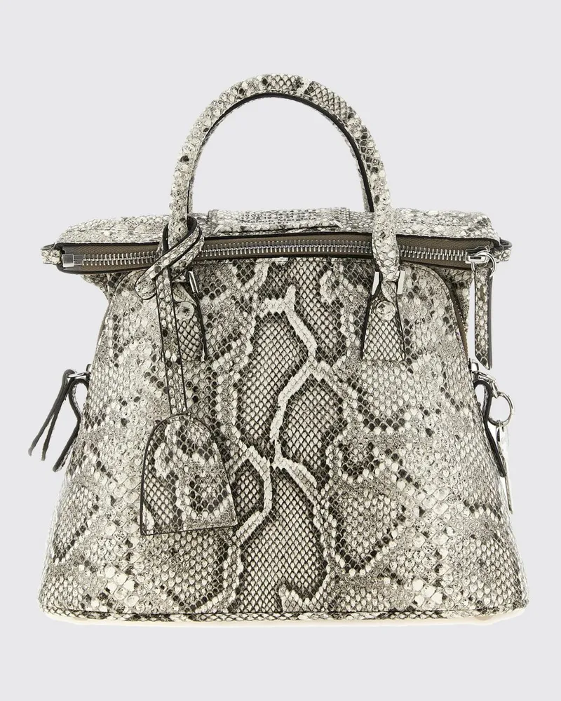 Maison Margiela 5AC Mini Handtasche aus Leder in Python-Optik mit Charm Grau
