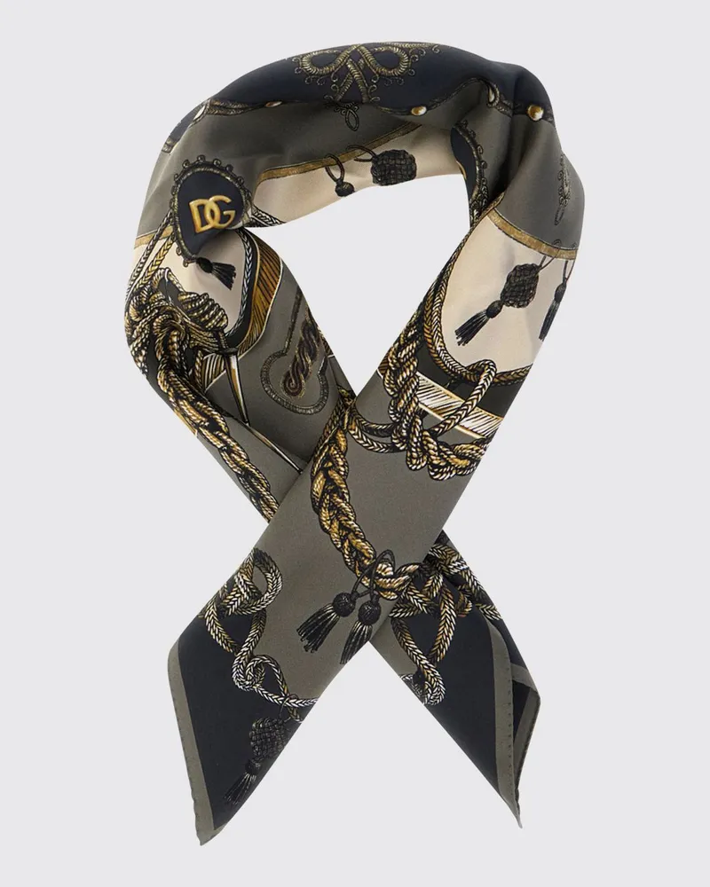 Dolce & Gabbana DOLCE  GABBANA Dolce & Gabbana Seidenschal mit Grafikdruck und Kontrastlogo Grau