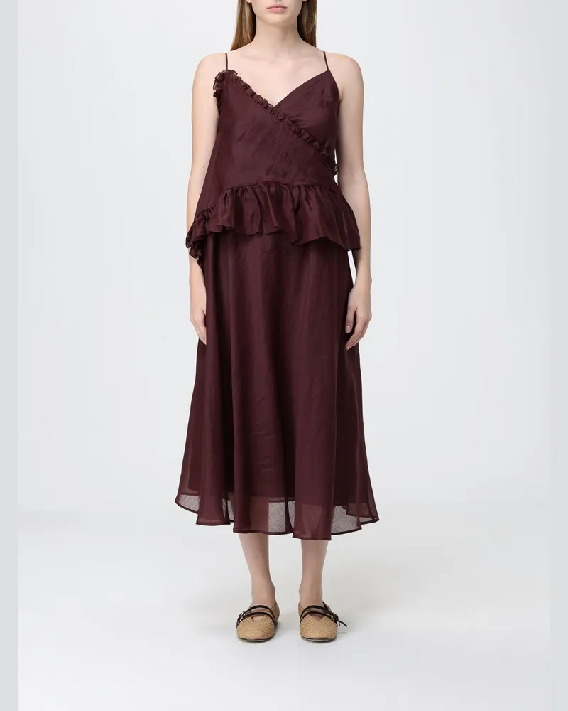 MEIMEIJ Midi Kleid aus Ramie Weinrot