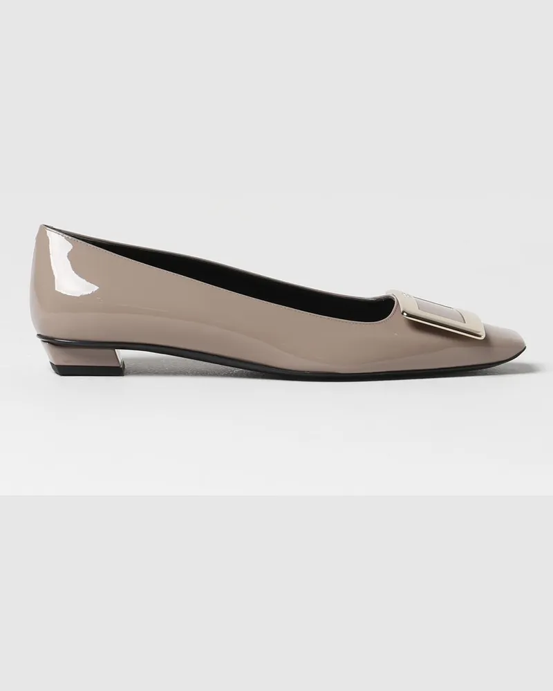 Roger Vivier Belle Vivier Ballerinas aus Lackleder Taubengrau