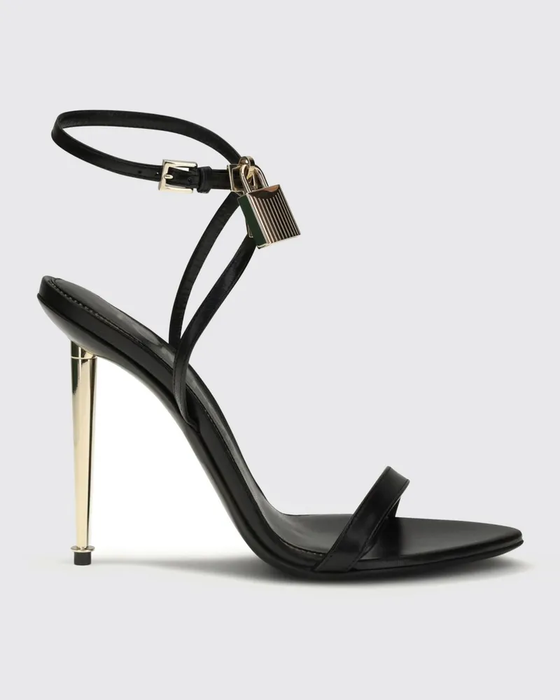 Tom Ford Padlock Ledersandalen von mit Stiletto-Absatz und Knöchelriemen Schwarz