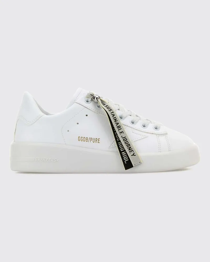 Golden Goose Low-Top-Sneakers Pure-Star aus Kalbsleder mit laminiertem Logo Weiß