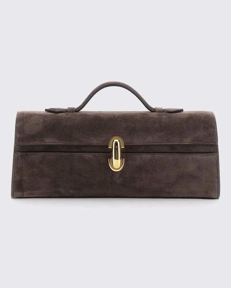 SAVETTE Symmetry Clutch aus Wildkalbsleder mit Drehverschluss Braun