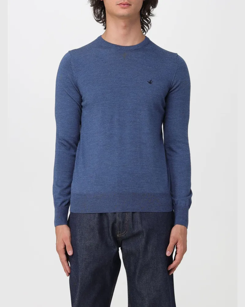 Brooksfield Wollpullover mit Rundhalsausschnitt, langen Ärmeln und Rippbündchen Hellblau