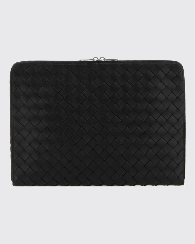Bottega Veneta Intrecciato-Dokumentenhalter-Tasche aus Kalbsleder Schwarz