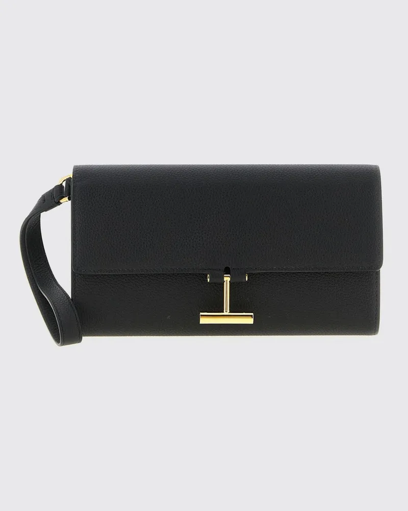 Tom Ford Tara Clutch von aus genarbtem Leder Schwarz