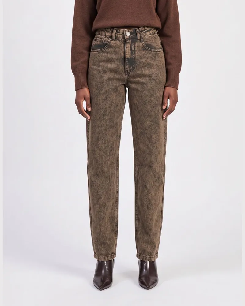 Federica Tosi Hoch taillierte Straight-Leg-Jeans von aus Denim mit Knittereffekt Braun