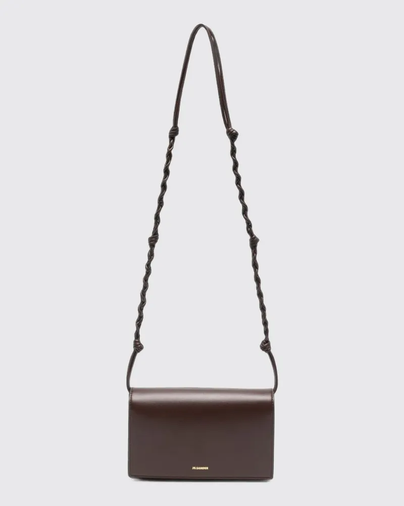 Jil Sander Tangle Mini-Umhängetasche aus Leder von mit geflochtenem Riemen Earth