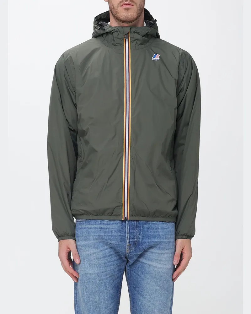 K-Way Windbreaker Le Vrai 4.0 Claude aus recyceltem Nylon mit Kapuze Grün