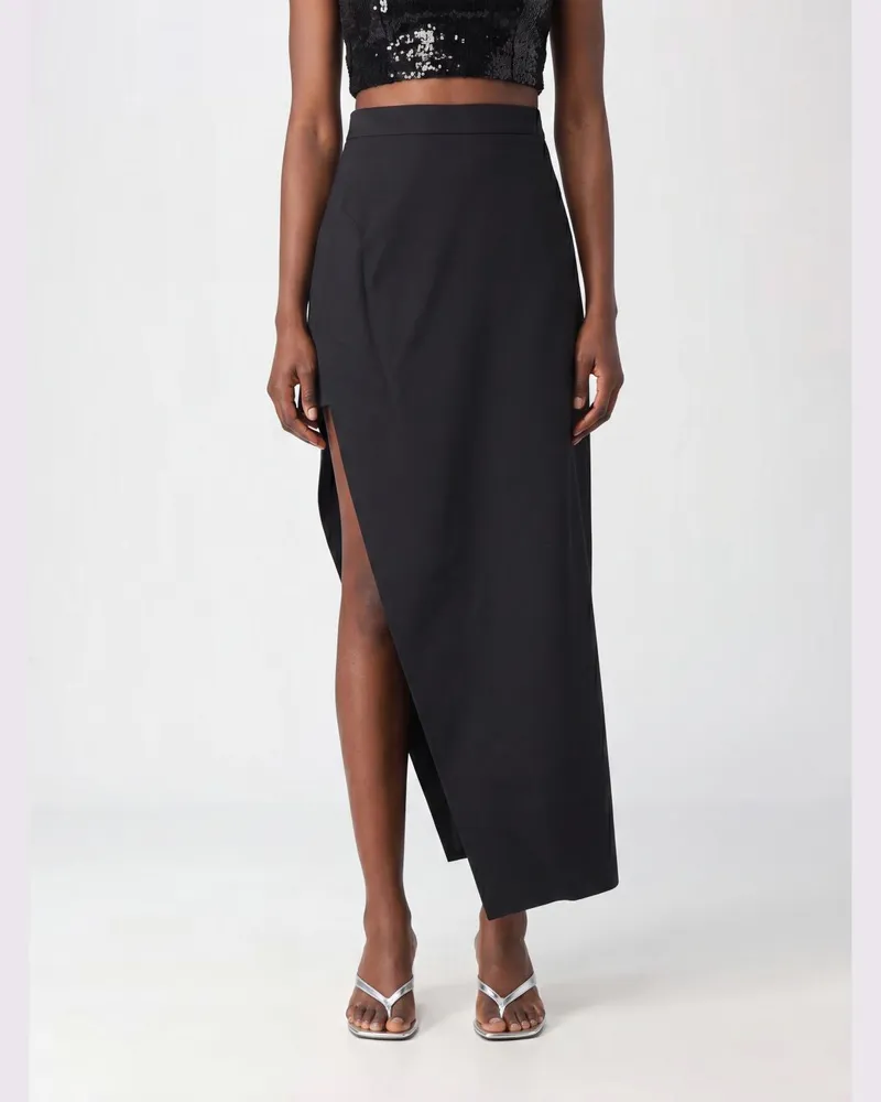 Vivienne Westwood Asymmetrischer Midirock aus Schurwolle mit hohem Bund Schwarz