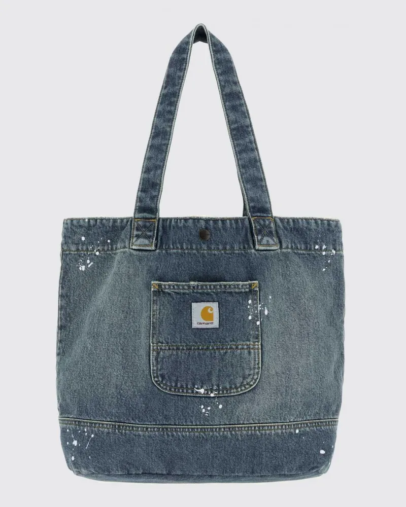 Carhartt WIP Tote-Bag aus Baumwoll-Denim mit appliziertem Logo und Doppelgriffen Blau