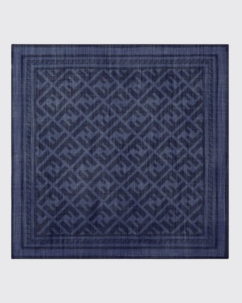 Fendi Bandana aus Woll- und Seidengemisch mit FF-Monogramm-Jacquard Blau