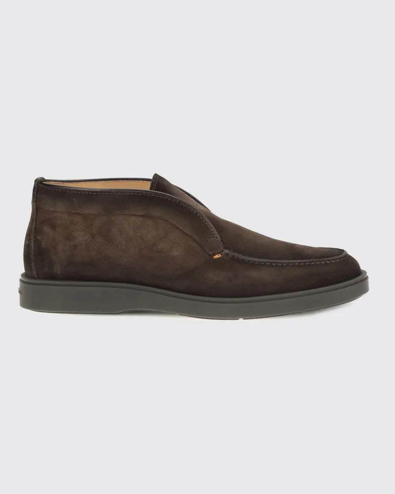 Santoni Chukka-Boots aus Velourskalbsleder mit elastischen Einsätzen Braun