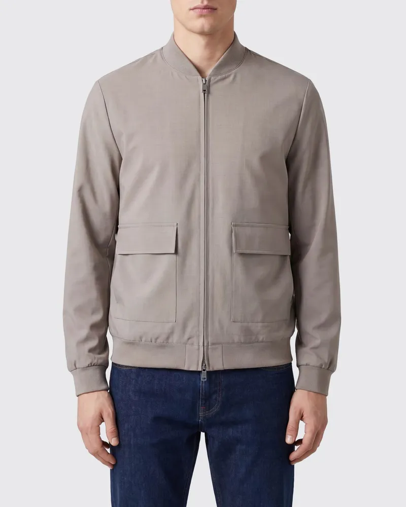 DUNO Bomberjacke aus Wollmischung mit Bomberkragen und aufgesetzten Taschen Camel