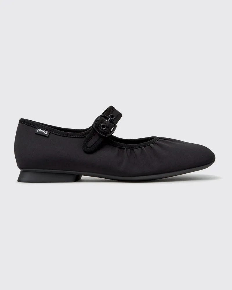 Camper Mary-Jane-Ballerinas Casi Myra aus recyceltem PET mit verstellbarem Riemen Schwarz