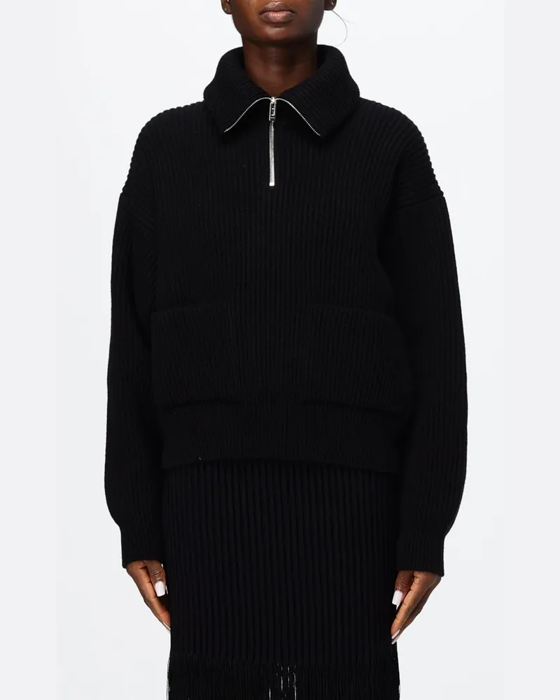 Alaïa Kaschmir-Rollkragenpullover von mit halbem Reißverschluss und lockerer Passform Schwarz