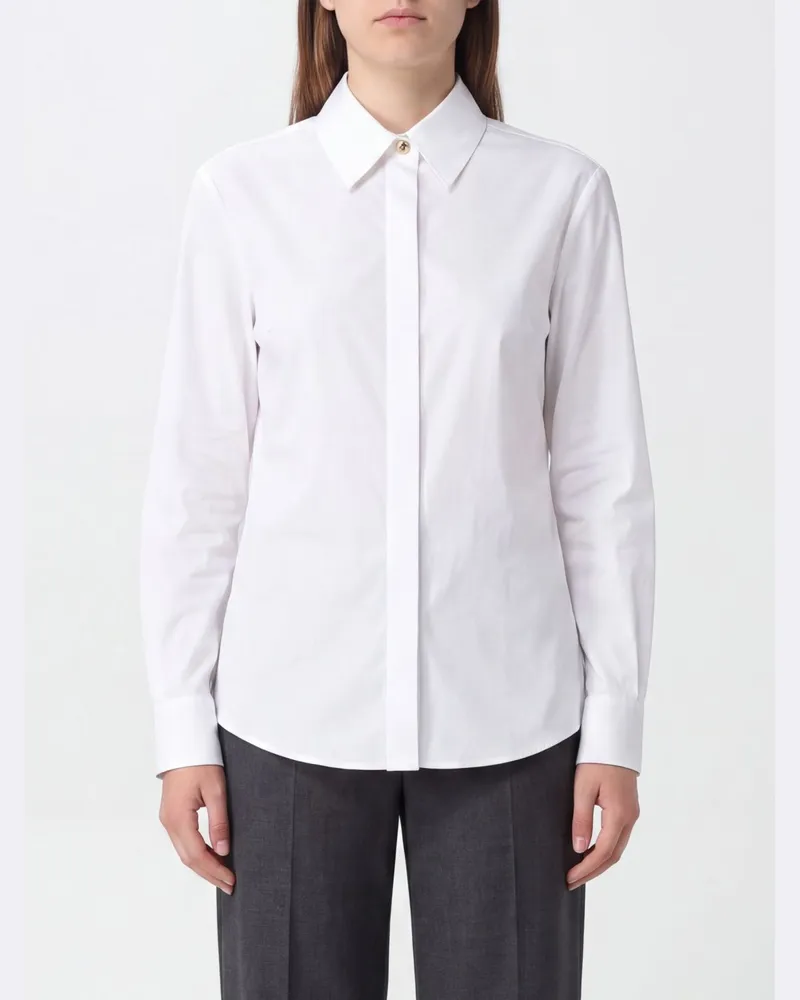 SPORTMAX Slim-Fit-Hemd von aus Baumwolle mit verdeckter Knopfleiste Weiß