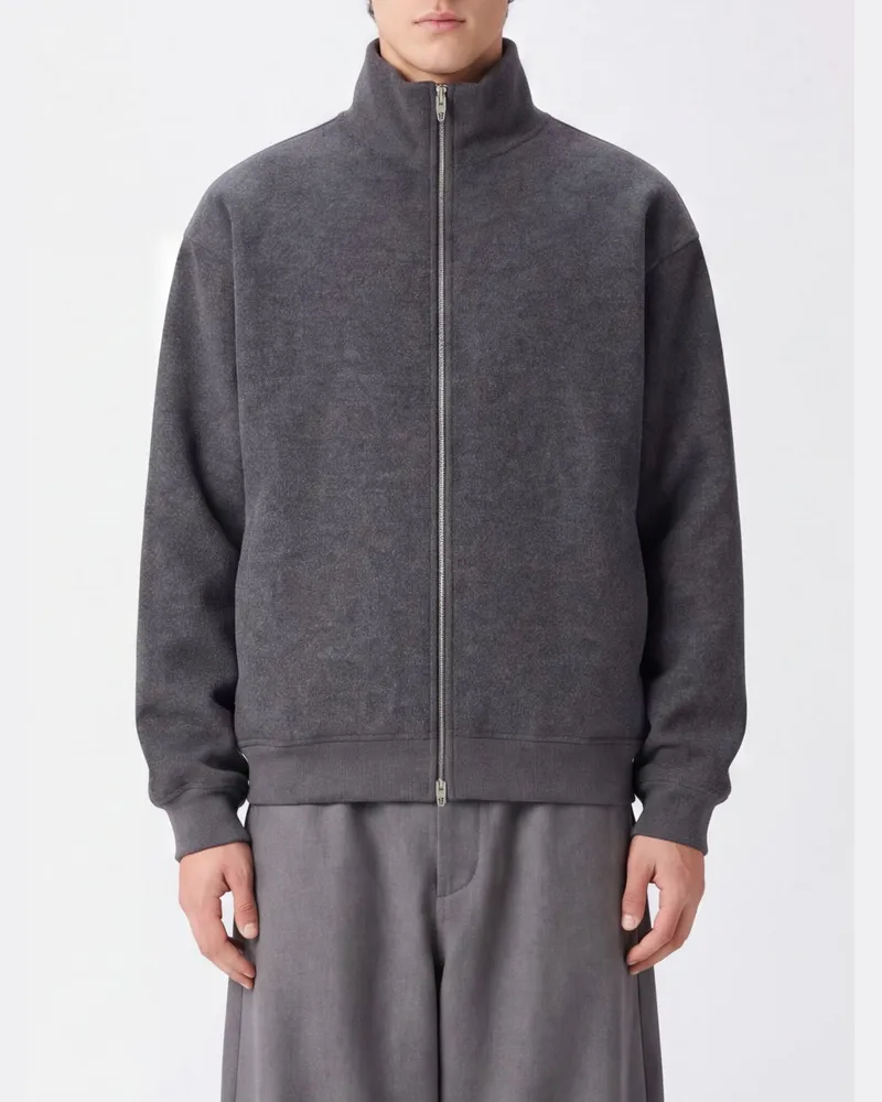 Jil Sander Wasserabweisende Bomberjacke aus Wollstrick mit Stehkragen Blau