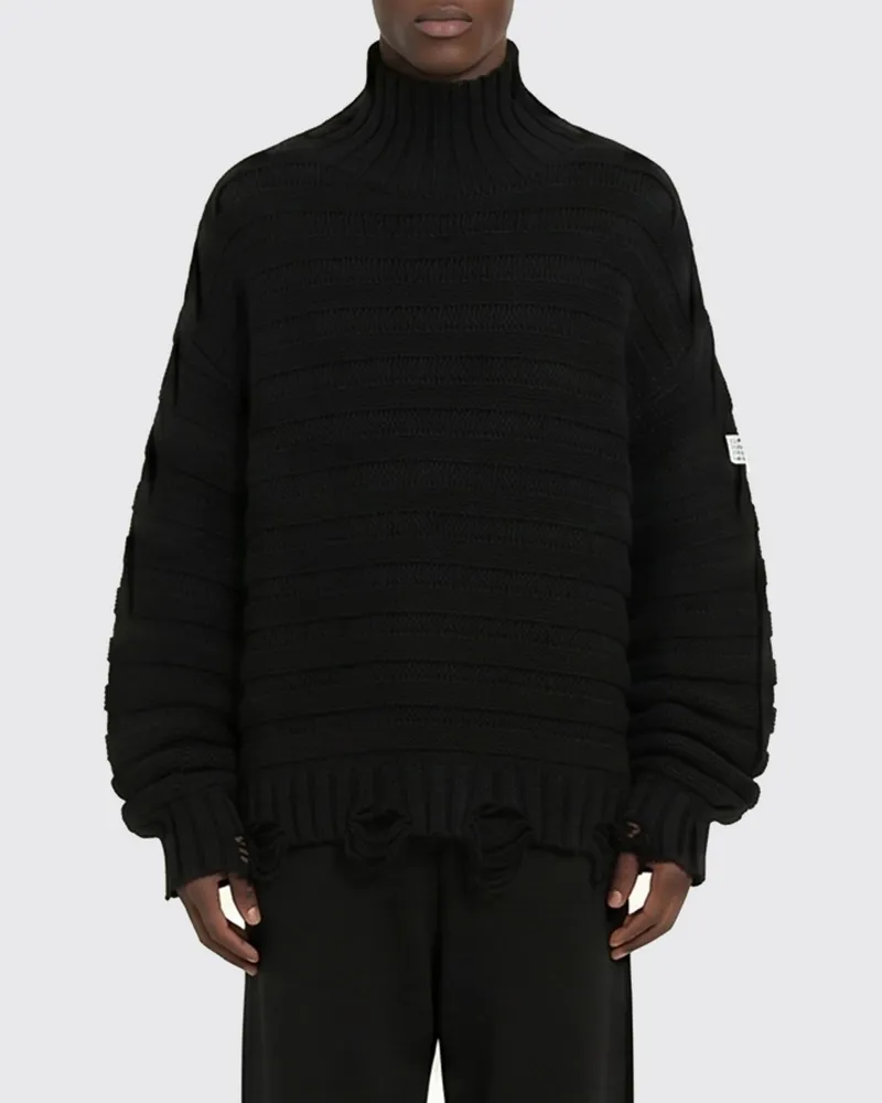 Maison Margiela Rollkragenpullover in Relaxed Fit aus Wollmischung Schwarz
