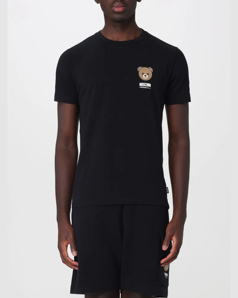Moschino Baumwoll-T-Shirt mit Teddy-Bear-Print und Logo Schwarz