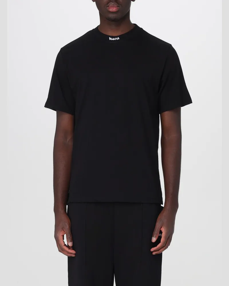 DISCLAIMER Slim Fit Baumwoll-T-Shirt mit Kontrastlogo Schwarz