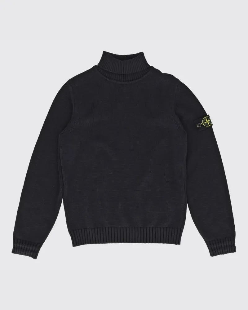Stone Island Rollkragenpullover für Jungen aus Baumwolle mit Compass-Logo Schwarz