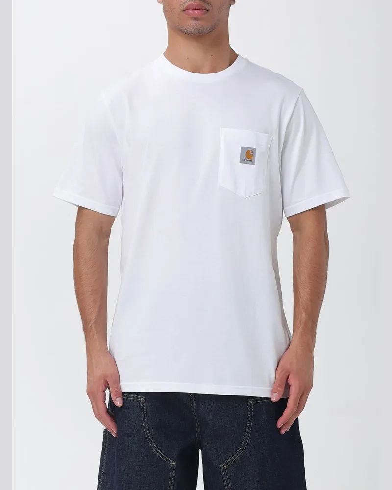 Carhartt WIP Baumwoll-T-Shirt mit Tasche und Kontrastlogo Weiß