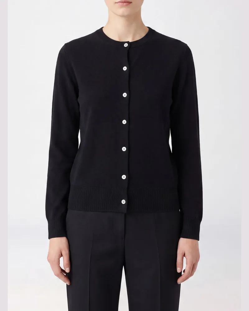 A.P.C. Figurbetonter Cardigan aus reiner Schurwolle mit Rundhalsausschnitt Schwarz