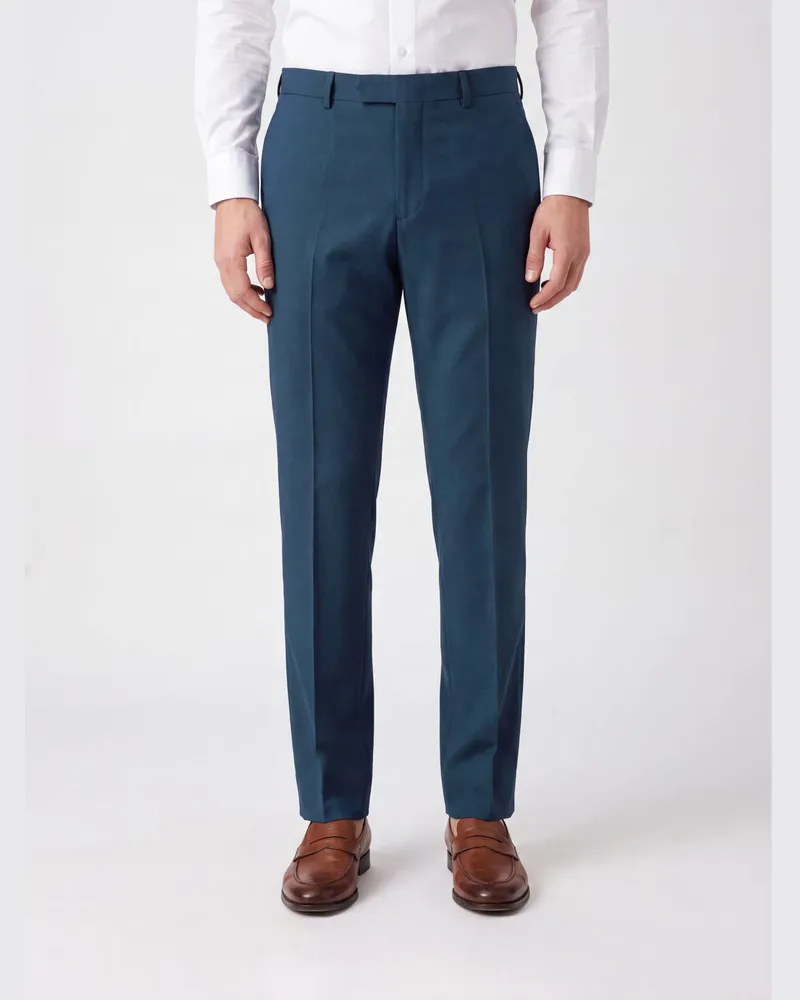 Ferragamo Maßgeschneiderte Hose aus Baumwolle und Kaschmir Blau