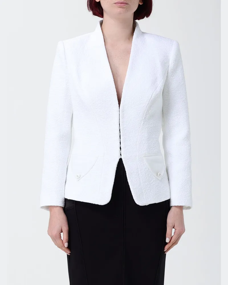 Elisabetta Franchi Bouclé-Tweed-Blazer Ivory