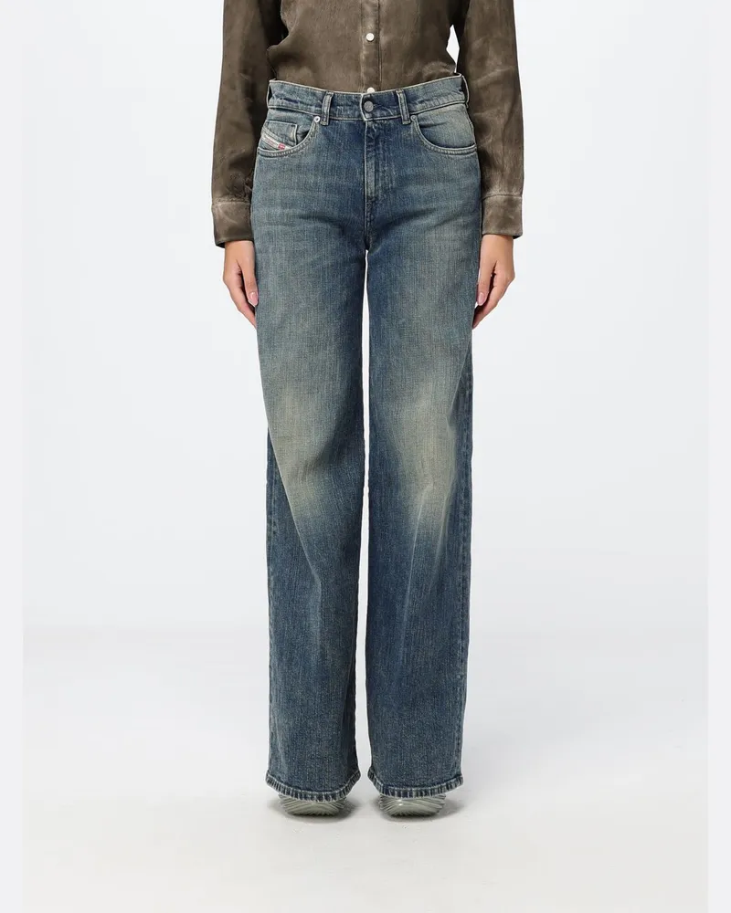 Diesel Palazzo-Jeans mit weitem Bein und hohem Bund aus Denim Blau