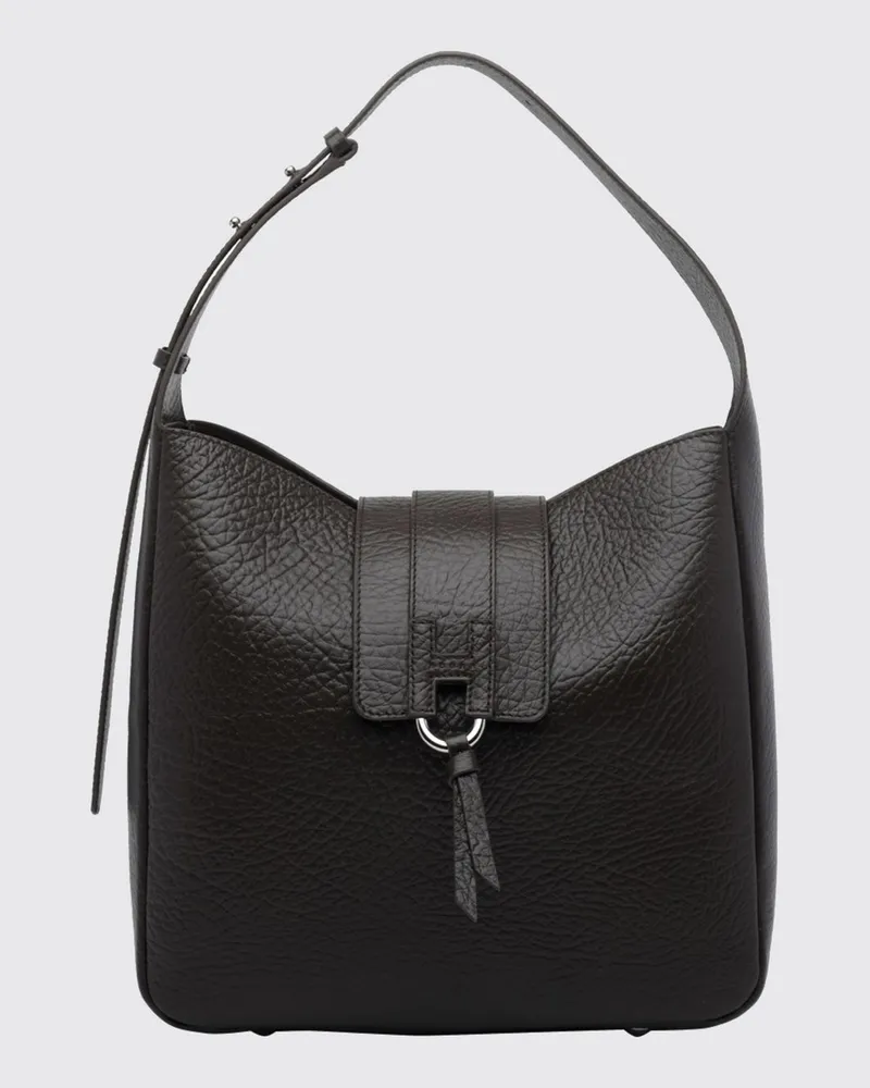 Hogan H01X Hobo-Tasche von aus genarbtem Kalbsleder mit verstellbarem Henkel Braun